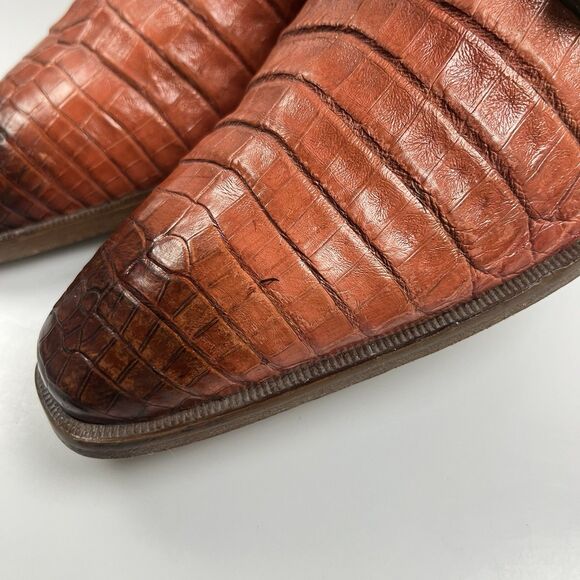 Belvedere Valiente Rust Crocodile Leather Double Monk Strap Shoes Mens Size 9 main image 10